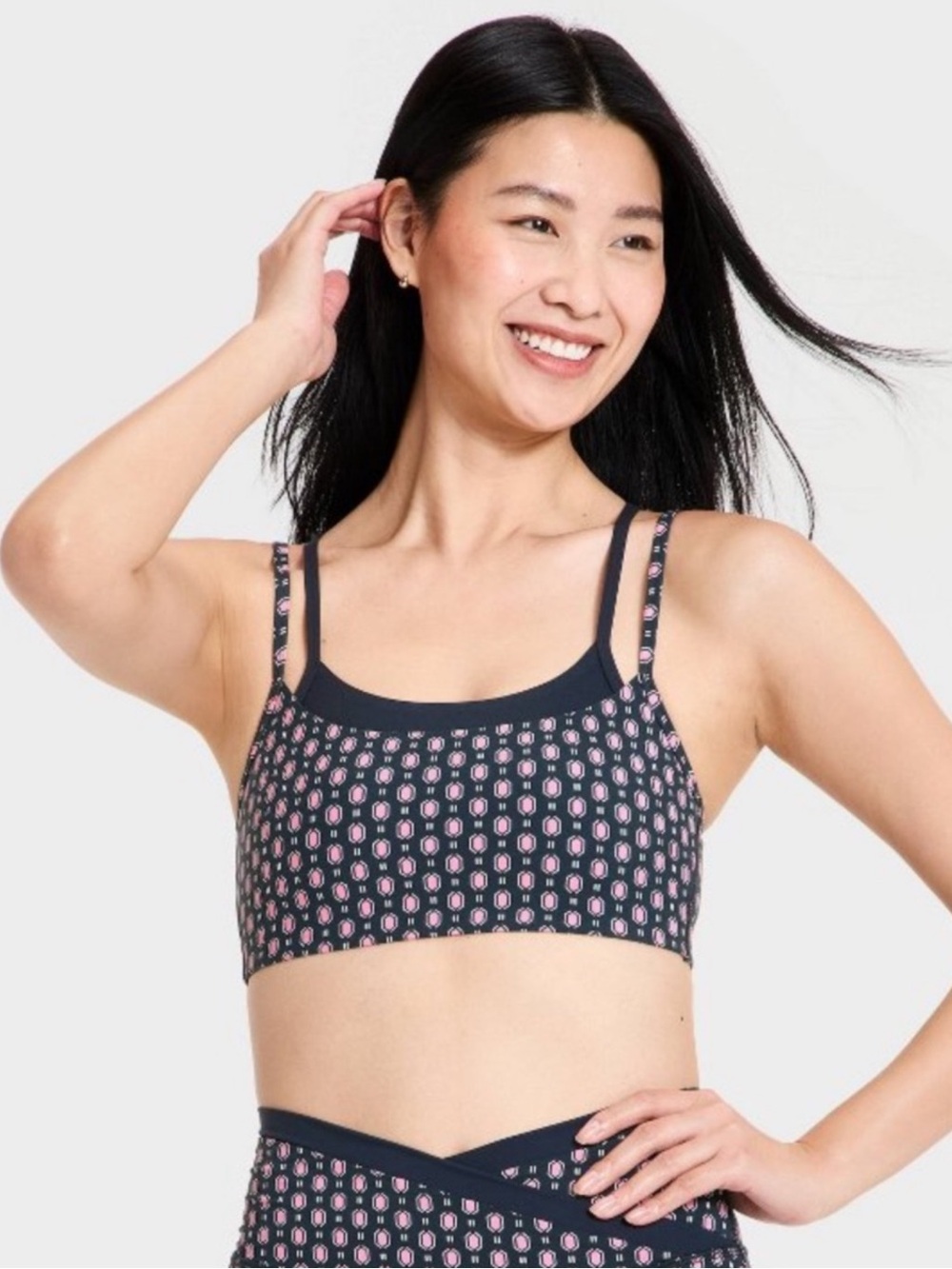 Women's Navy & Pink Patterned Bralette